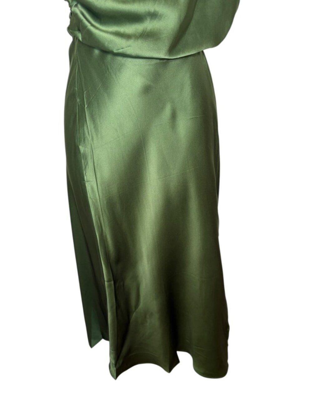 Amanda Uprichard Dupree Silk Dress Green One Shoulder NWT Small - Picture 4 of 7